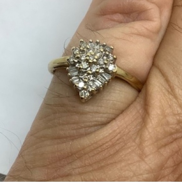 10k yellow gold size 7.25 .66 diamond cluster ring - Picture 2 of 8